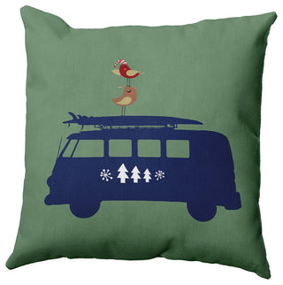 Christmas Surf Bird Accent Pillow, Succulent Green, 20"x20"