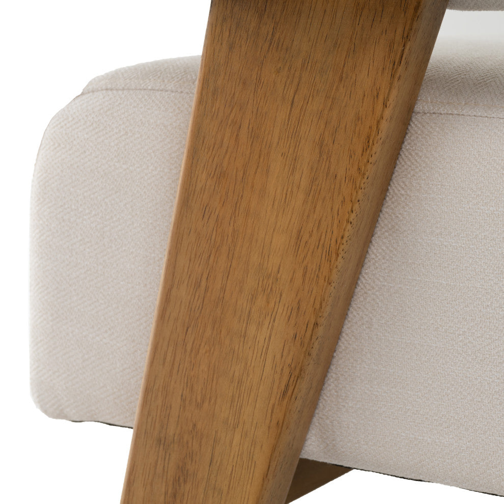 Modrest Cynthia Modern White Fabric + Wood Loveseat