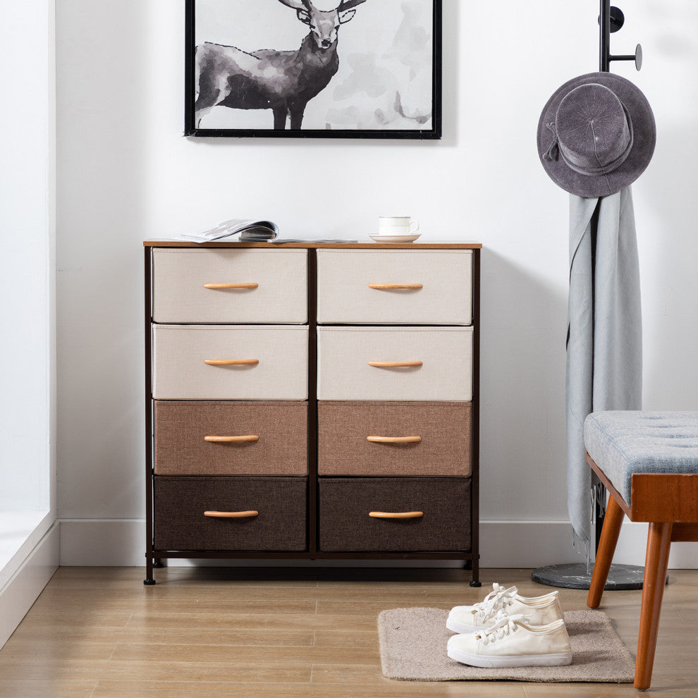 8 Fabric Drawers Steel Frame Double Dresser, Mixed Color