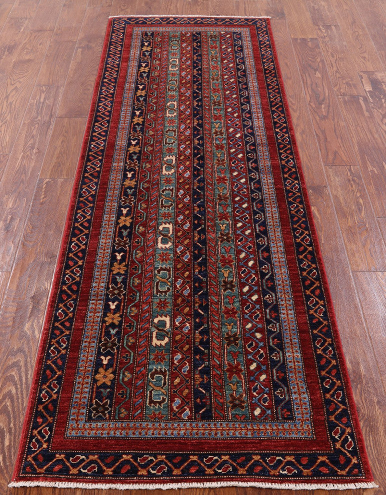 2' 7" X 8' 0" Runner Shall Persian Gabbeh Hand-Knotted Wool Rug Q5079