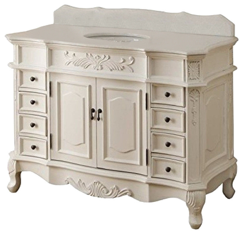 48" Traditional-Style Antique-Style White Morton Bathroom Sink Vanity