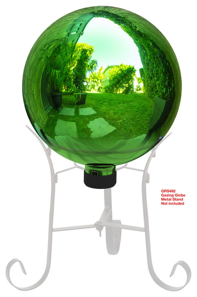 10" Diamater Indoor/Outdoor Glass Gazing Globe Festive Yard DÃ©cor, Green