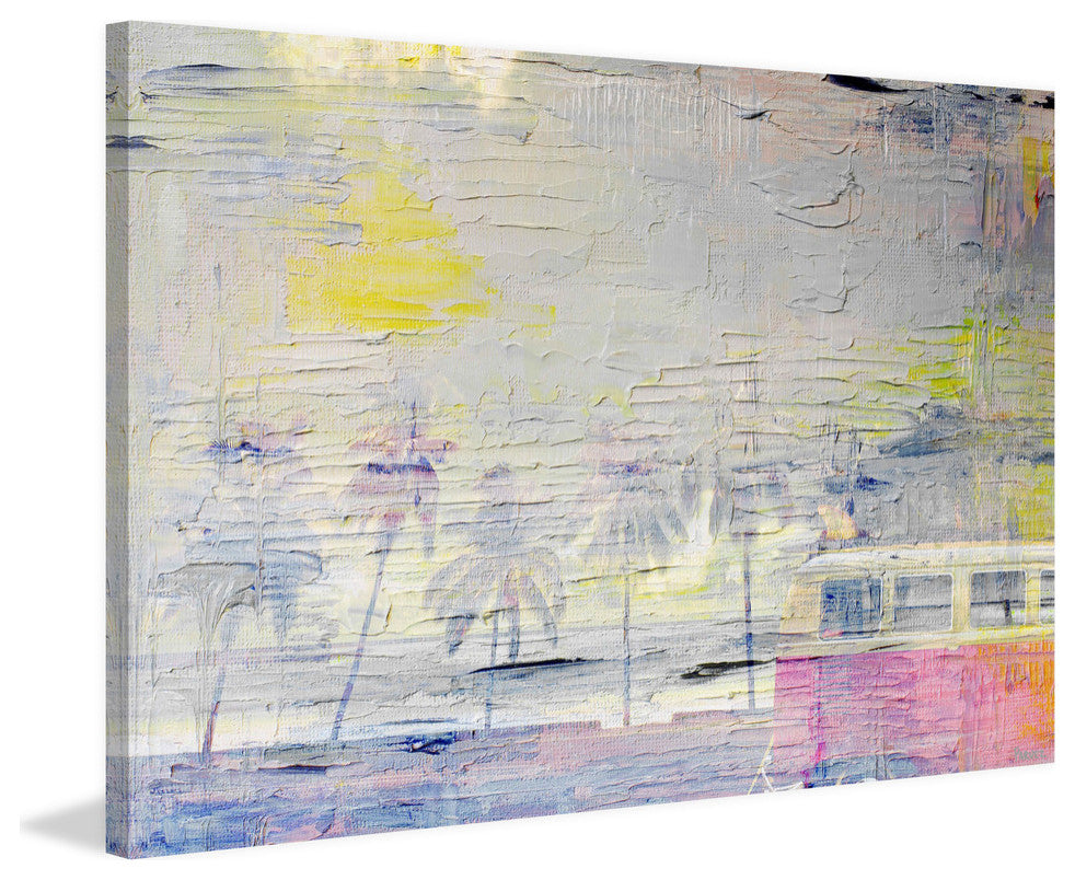 "Palms at Sunset" Painting Print on Wrapped Canvas, 18"x12"