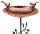 Pure Copper Bird Bath With 2 Copper Birds and Tree Theme Multiprong Garden Pole