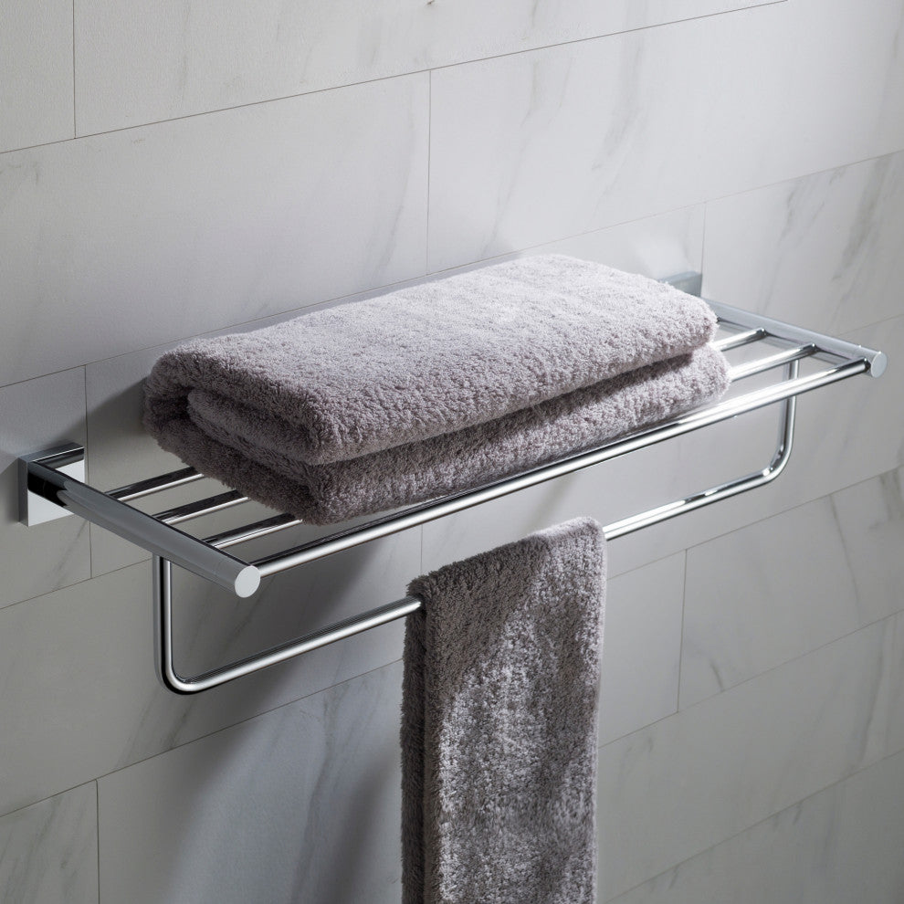 Ventus Bathroom Shelf with Towel Bar, Chrome