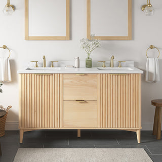 OVE Decors Gabi Single Sink Bathroom Vanity, Rustic Ash, 60", Double Sink
