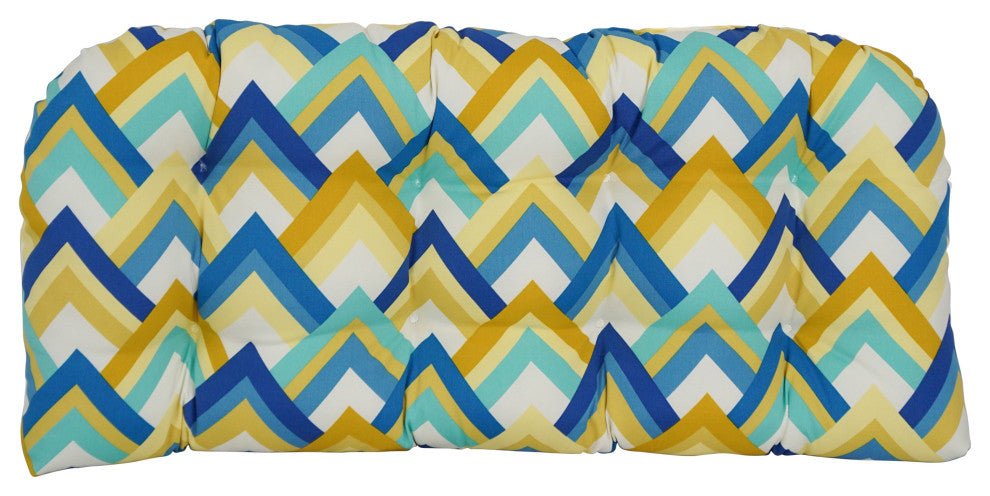 42"X19" U-Shaped Patterned Tufted Settee/Bench Cushion, Resort Cornsilk
