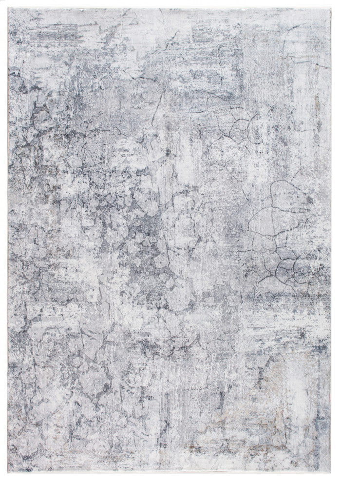8"x10" Gray Distressed Marble Area Rug