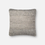 Loloi Decorative Throw Pillow Cover With Down, Gray, 18"x18"