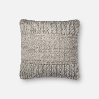 Loloi Decorative Throw Pillow Cover With Down, Gray, 18"x18"
