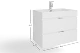 Boutique Bath Vanity, High Gloss White, 30", Single Sink, Wall Mount