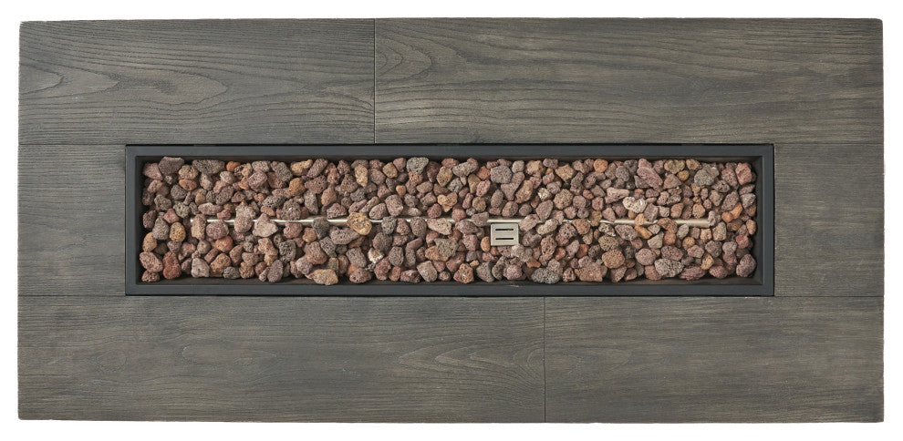 Lecanto Outdoor 50,000 BTU Rectangular Fire Pit, No Tank Holder, Gray Wood Patt