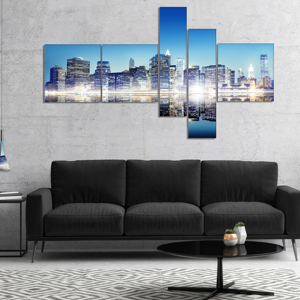Skyscraper on New York City, Cityscape Canvas Art Print, 60"x32", 5 panels