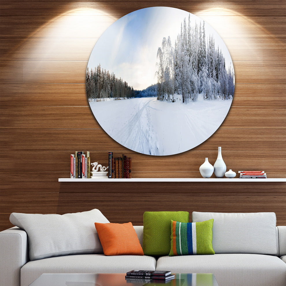 Winter Field Landscape, Photo Disc Metal Wall Art, 11"