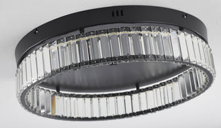 1-Light Black Dimmable LED Flush Mount With Clear Crystals