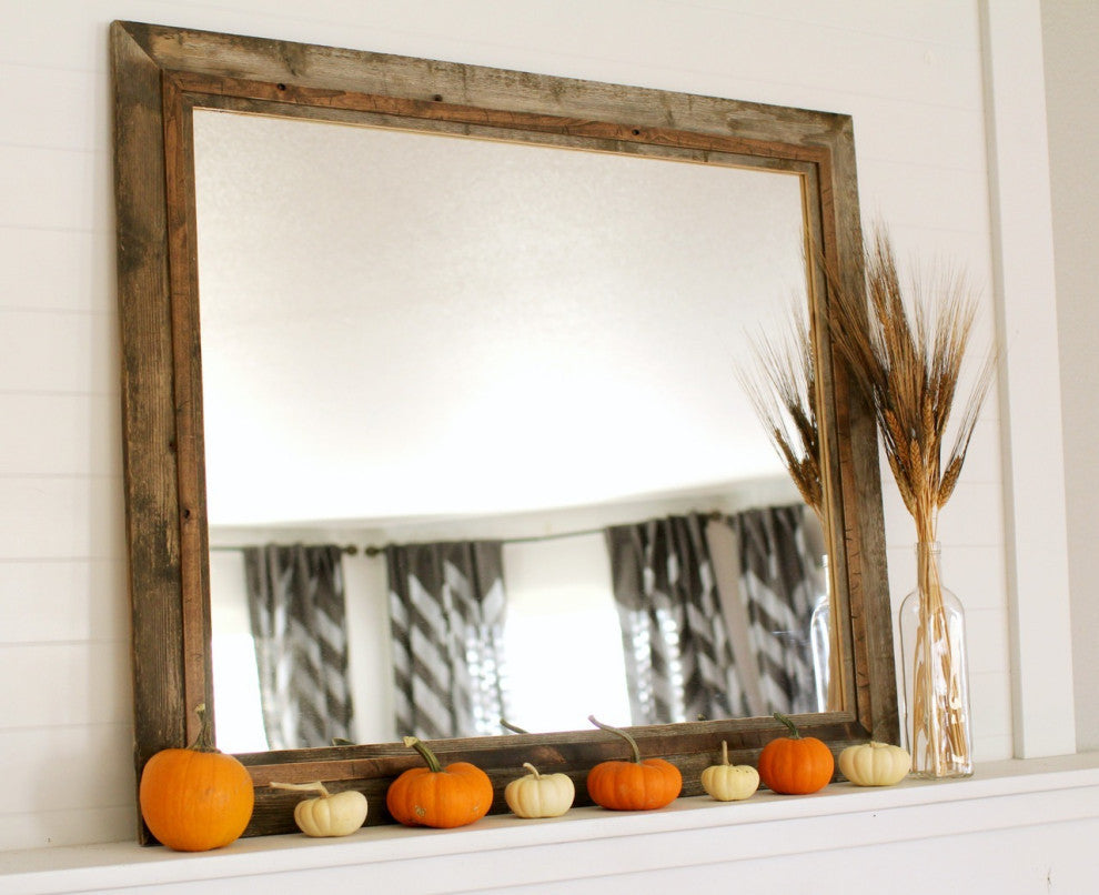 Rustic Mirror, Hobble Creek Style Barnwood With Alder Overlay, 20"x24"