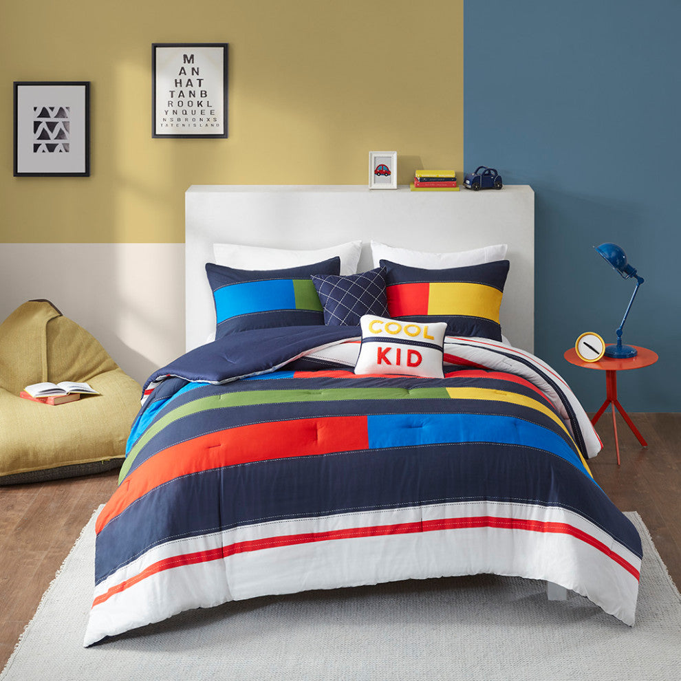 Kids Morris Cool Kid Color Block Comforter Set, Twin