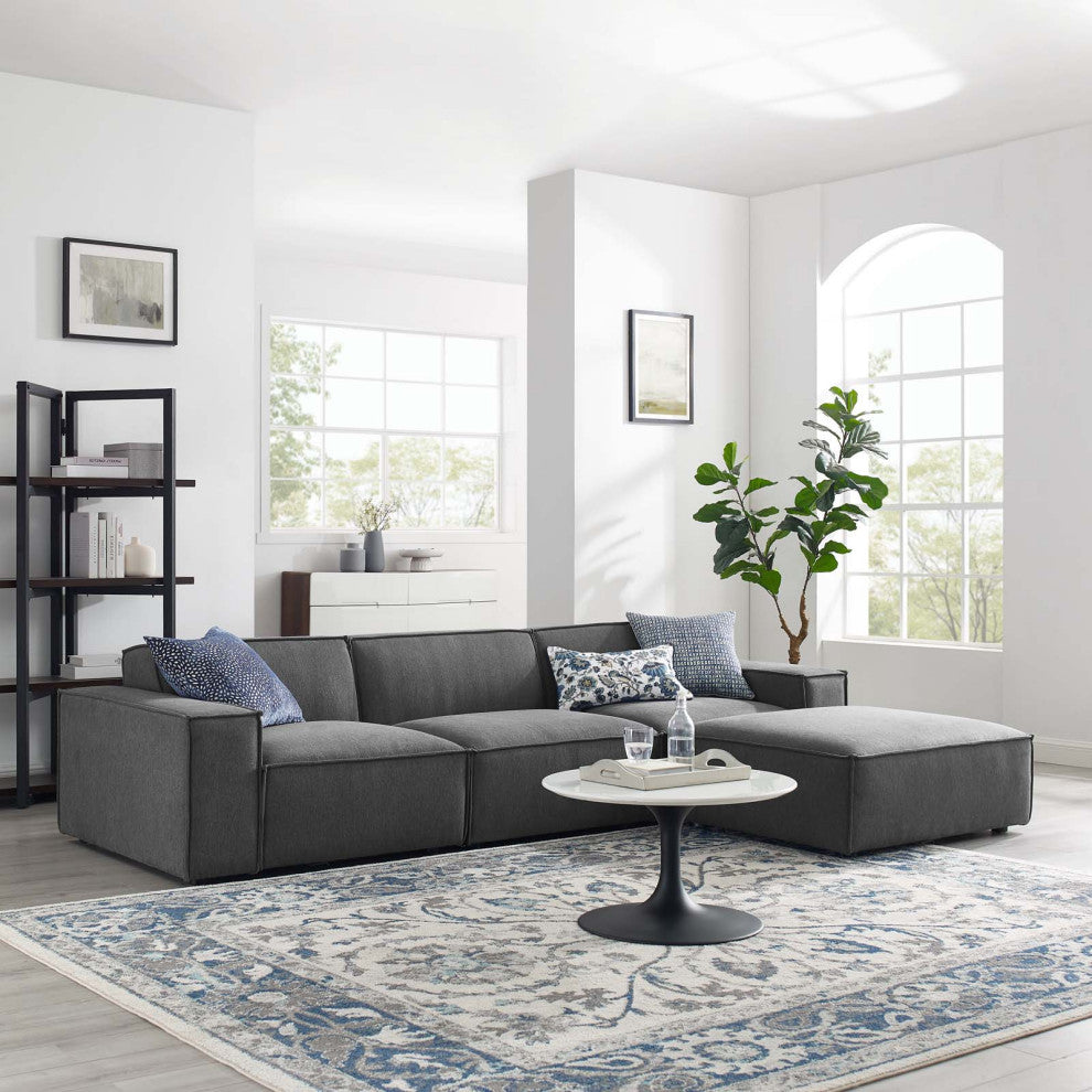 Modular Sectional Sofa Set, Charcoal Gray, Fabric, Modern, Hospitality