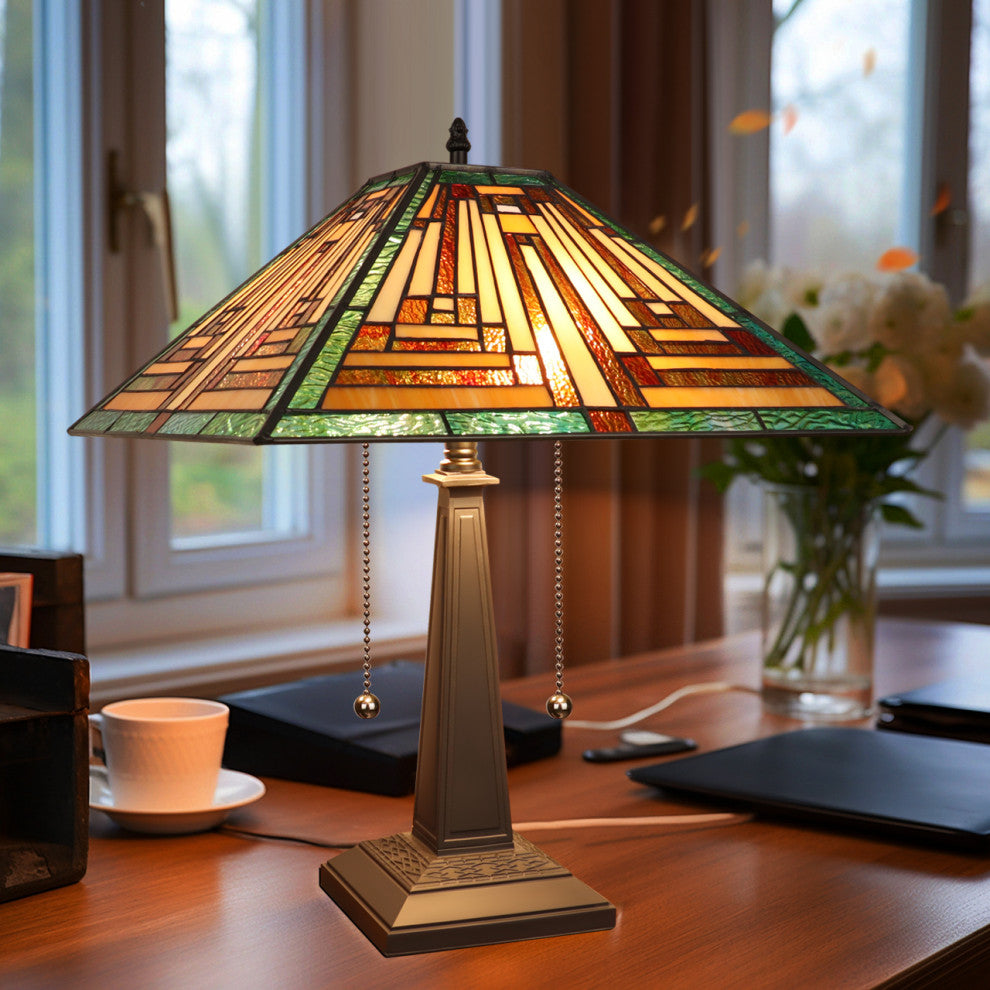Firman Tiffany 2-Light Mission Table Lamp 16" Shade
