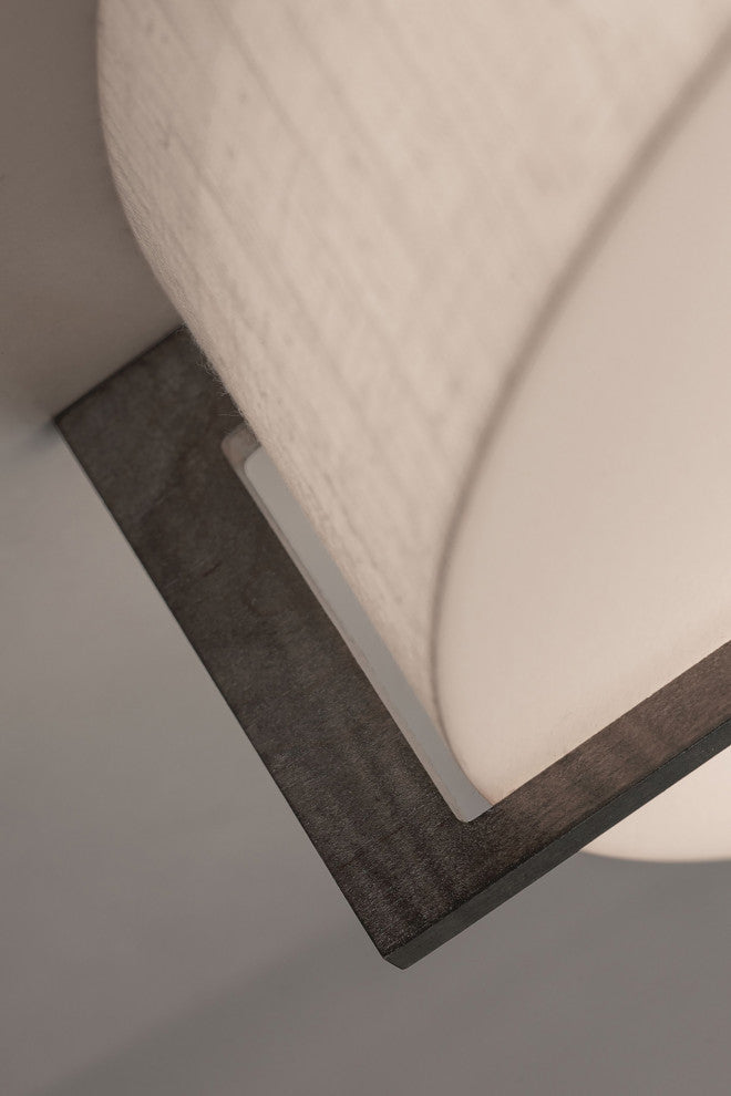 Apex 27" Medium Base Flush Mount, Weathered Gray Finish, Linen White Shade