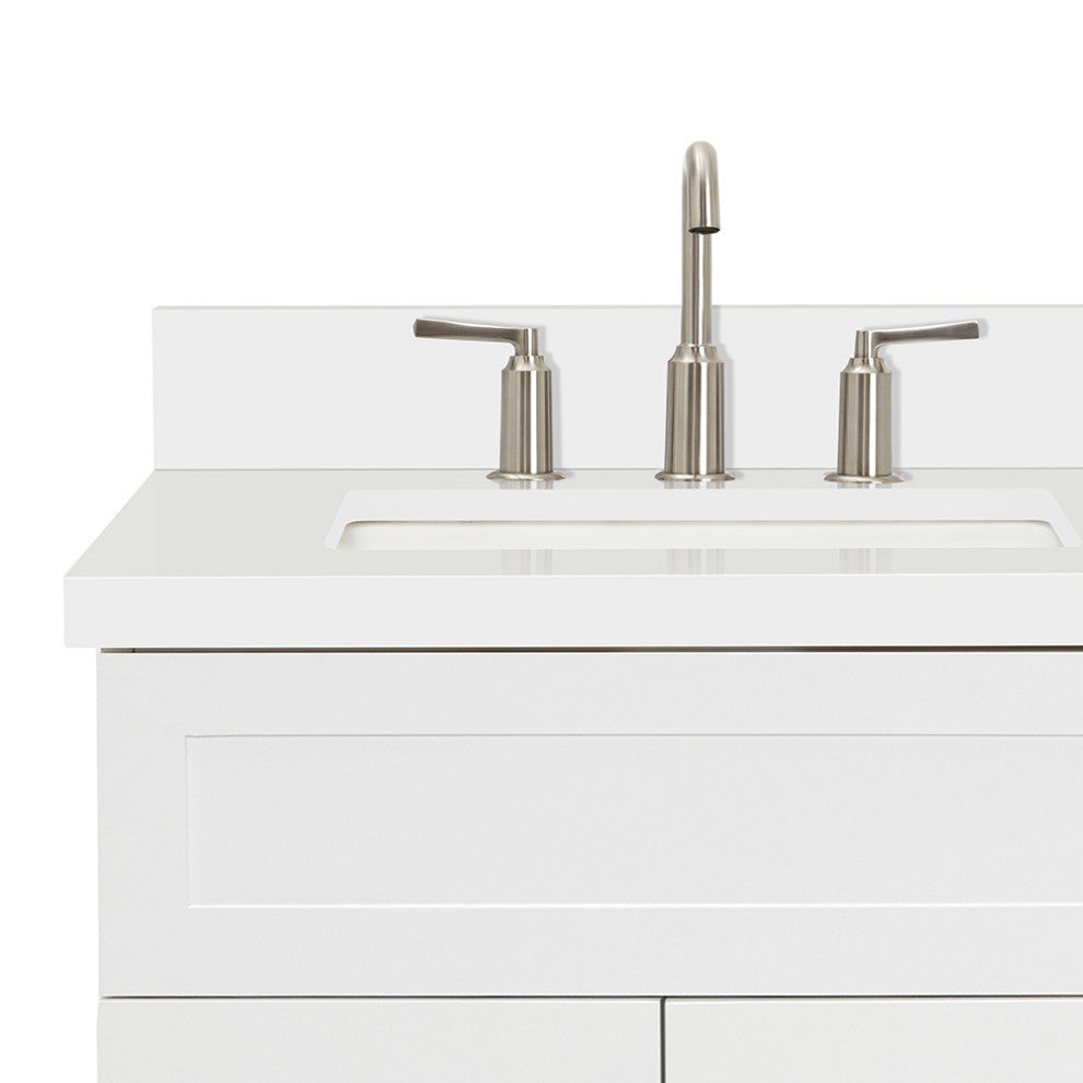 Ariel Hamlet 61" Rectangle Sinks Bath Vanity White Quartz White