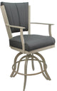 Leather Swivel Tilt Metal Bar Stool - Montana on A-Base, Gray Leather on Beige, 26"