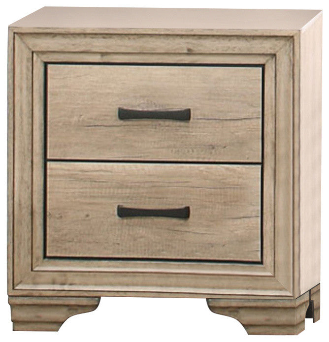 Benzara BM174466 Wooden Night Stand With 2 Drawers In Brown