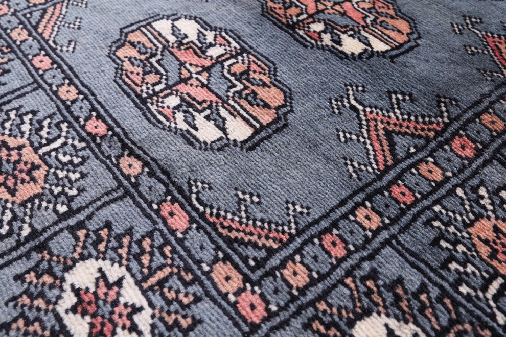 2' 1" X 6' 1" Runner Handmade Silky Bokhara Wool Rug - Q13828