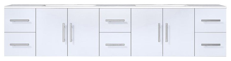 Geneva Transitional Glossy White 84" Double Vanity