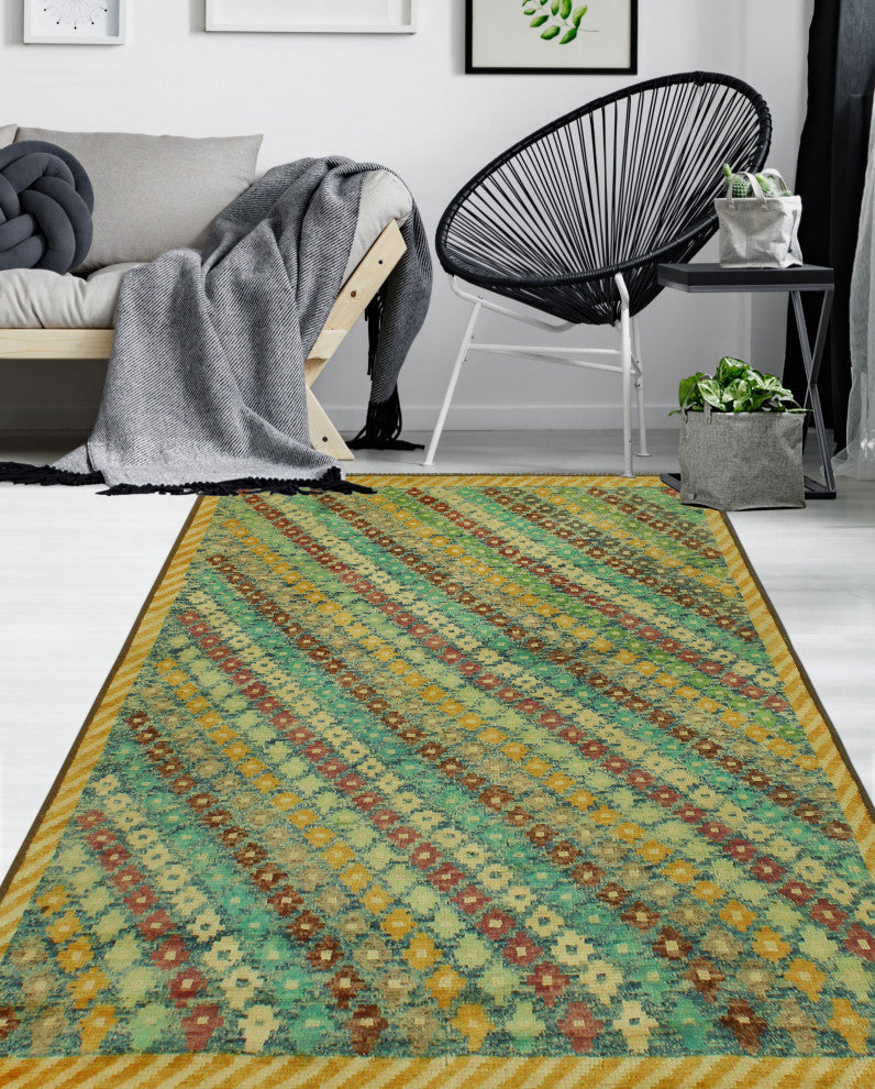 Balochi Channing Blue/Gold Rug, 3'11x5'10
