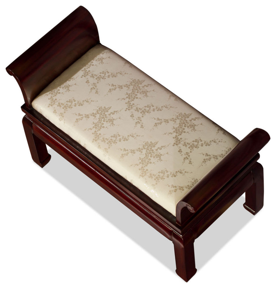 Dark Cherry Finish Elmwood Zhou Yi Asian Bench