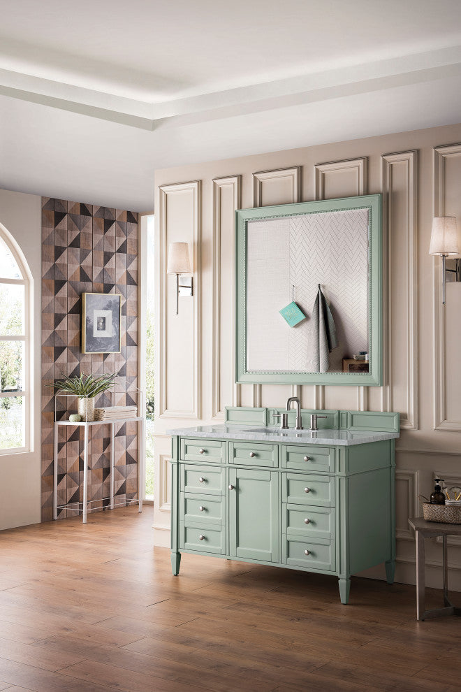 Brittany 48" Sage Green Vanity, Carrara Marble Top