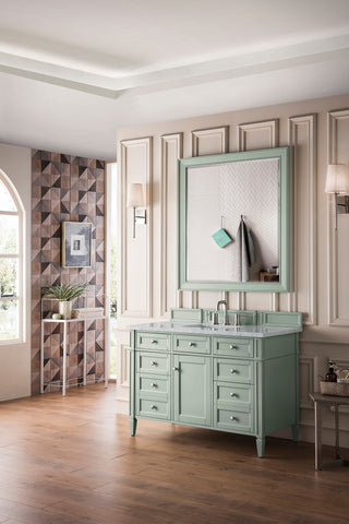 Brittany 48" Sage Green Vanity, Carrara Marble Top
