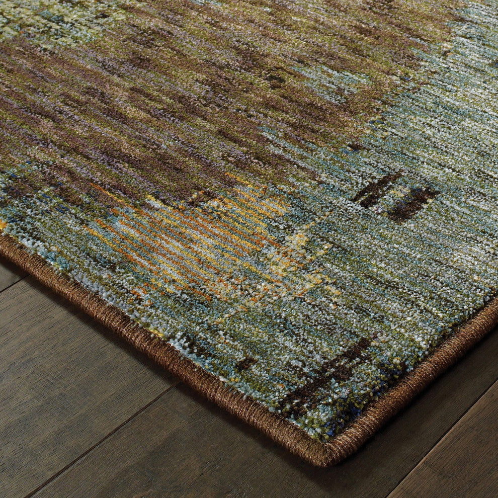 Elements Cache Blue/Brown Area Rug, 2'3"x8'