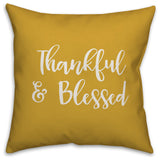 Thankful & Blessed in Mustard 18x18 Throw Pillow