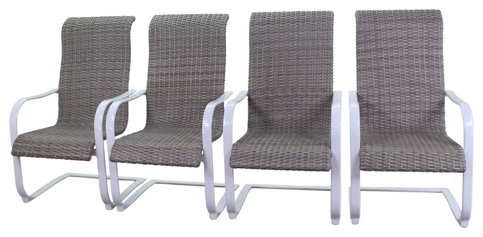 Courtyard Casual Santa Fe Wicker Spring Chairs, Set of 4, White