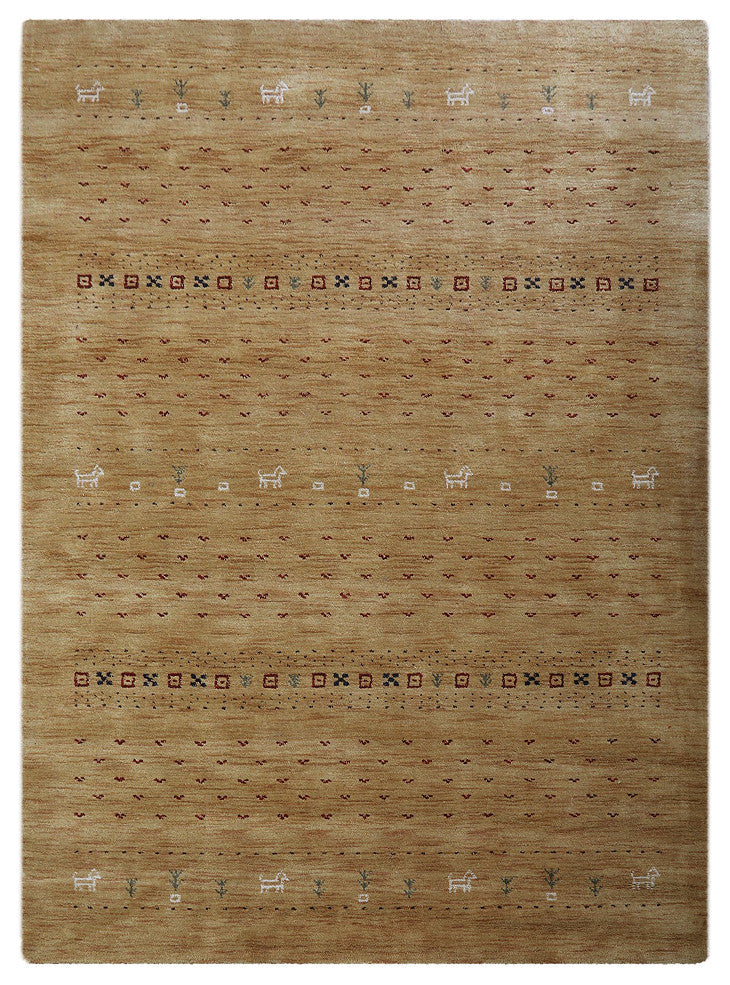 HAND KNOTTED LOOM WOOL ECO-FRIENDLY AREA RUGS - Rectangle, Gold, Contemporary