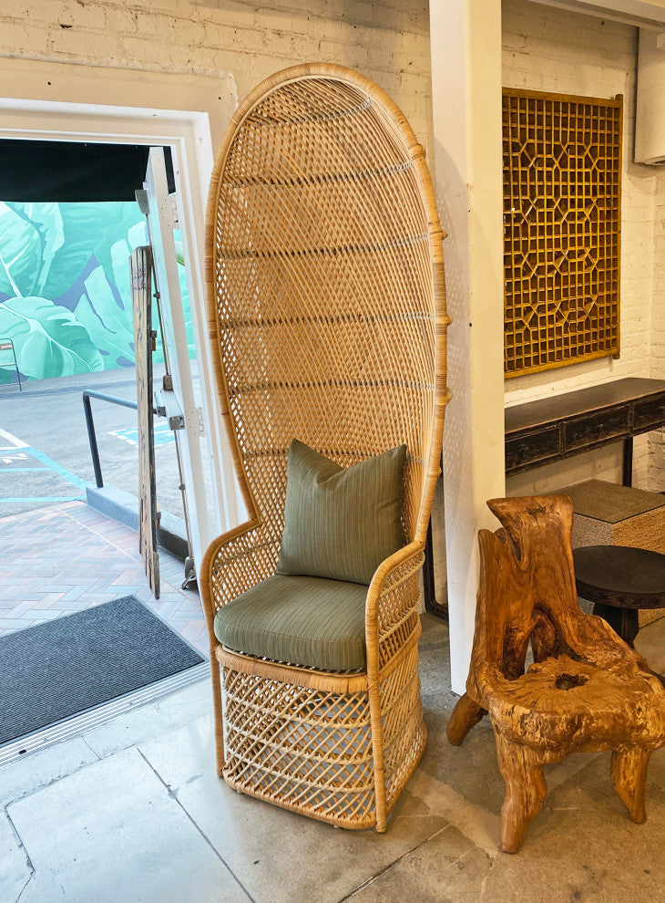 Tall Back Wicker Scoop Chair