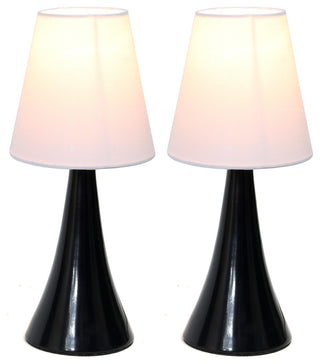 Valencia Color 2-Pack Mini Touch Table Lamps Set With Fabric Shade, Black White