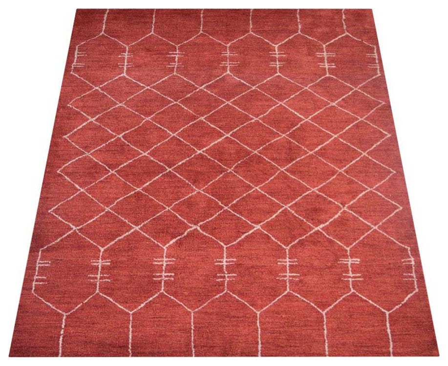 HAND KNOTTED LOOM SILK ECO-FRIENDLY RUGS-6'x9',Rectangle,Red Beige,Contemporary