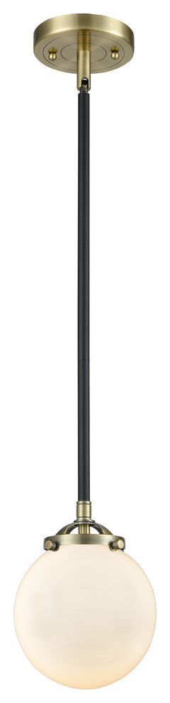 Beacon 1-Light LED Mini Pendant, Black Antique Brass, Shade: Gloss White