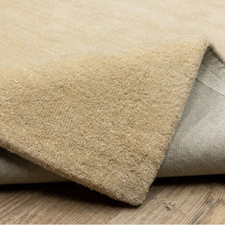 Apollo Heathered Solid Beige Hand-Made Wool Area Rug 8' x 10'