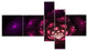 Abstract Fractal Violet Flower, Floral Art Canvas Print, 60"x32", 5 panels