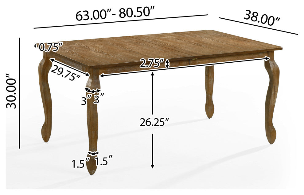 Bonview Fabric Upholstered Wood and Cane Expandable 7-Piece Dining Set, Natural Brown/Light Gray