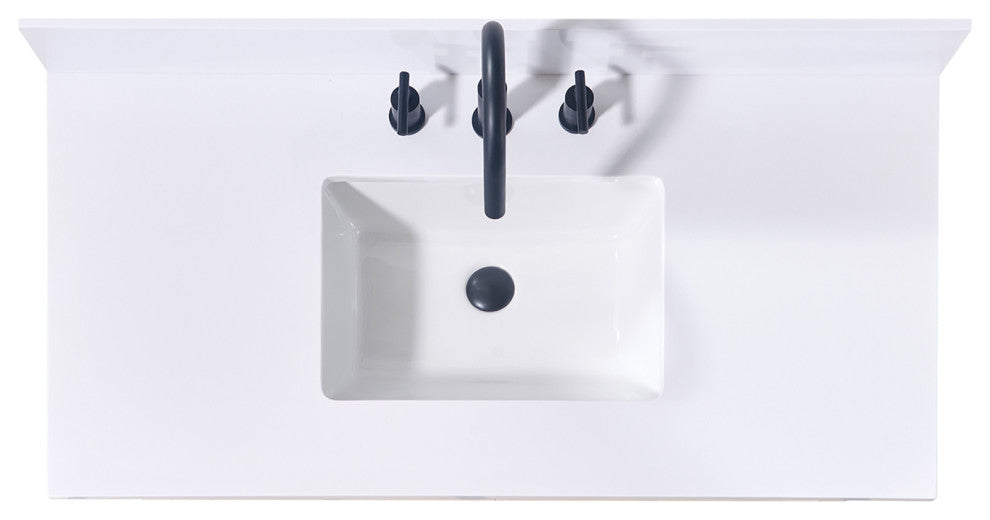 Andalo Engineered Stone Vanity Top, Snow White With White Sink, 43"