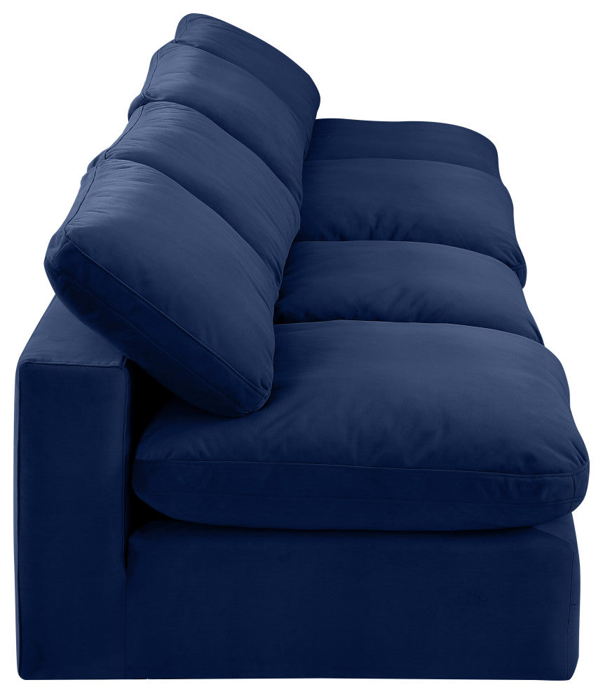 Comfy Upholstered Modular Sofa, Navy, 4-Piece: 4 Armless Chair, Velvet