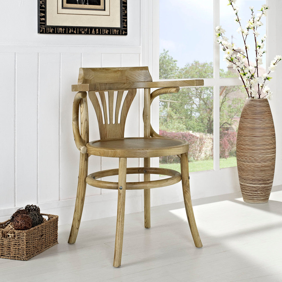 Modern Urban Contemporary Dining Side Chair, Brown Wood