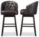 Avril Faux Leather Tufted Swivel Barstool With Nail Heads Trim, Set of 2, Brown