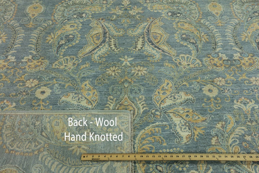 6' Square Blue Peshawar Quality Oriental Suzani Design Rug, W2561