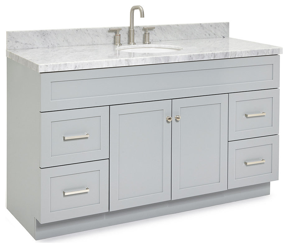 Ariel Hamlet 61" Oval Sink Bath Vanity, 1.5" Carrara Marble